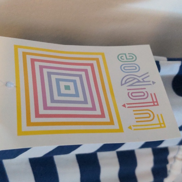 Lularoe Women's Size XL Navy White Chevron Stripe Nautical Sleeveless Dress New - Picture 4 of 9